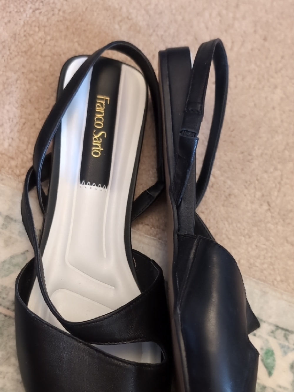 Franco Sarto Black Pointed Slingback Mules - Picture 3 of 4